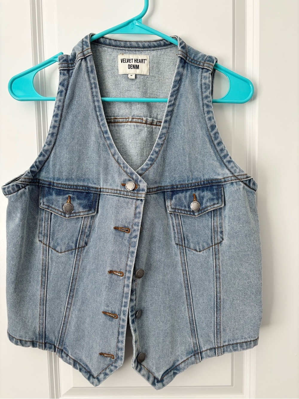 Velvet Heart Light Wash Blue Denim Vest